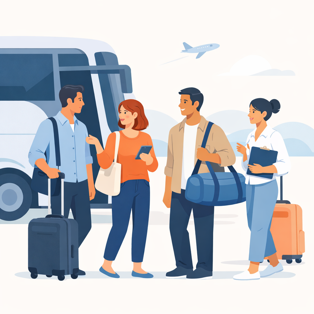 Equipe corporativa em viagem